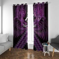 Personalised Aotearoa Matariki Window Curtain Purple Fern Maori Poutama LT01 With Grommets Purple - Polynesian Pride