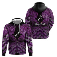 Personalised Aotearoa Matariki Zip Hoodie Purple Fern Maori Poutama