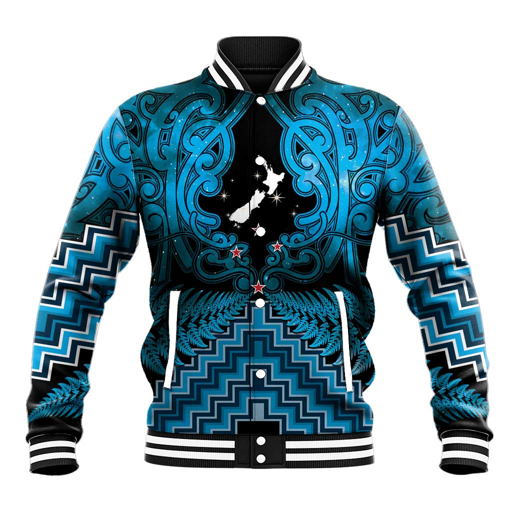 Personalised Aotearoa Matariki Baseball Jacket Turquoise Fern Maori Poutama LT01 Unisex Turquoise - Polynesian Pride