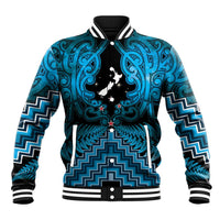 Personalised Aotearoa Matariki Baseball Jacket Turquoise Fern Maori Poutama LT01 Unisex Turquoise - Polynesian Pride