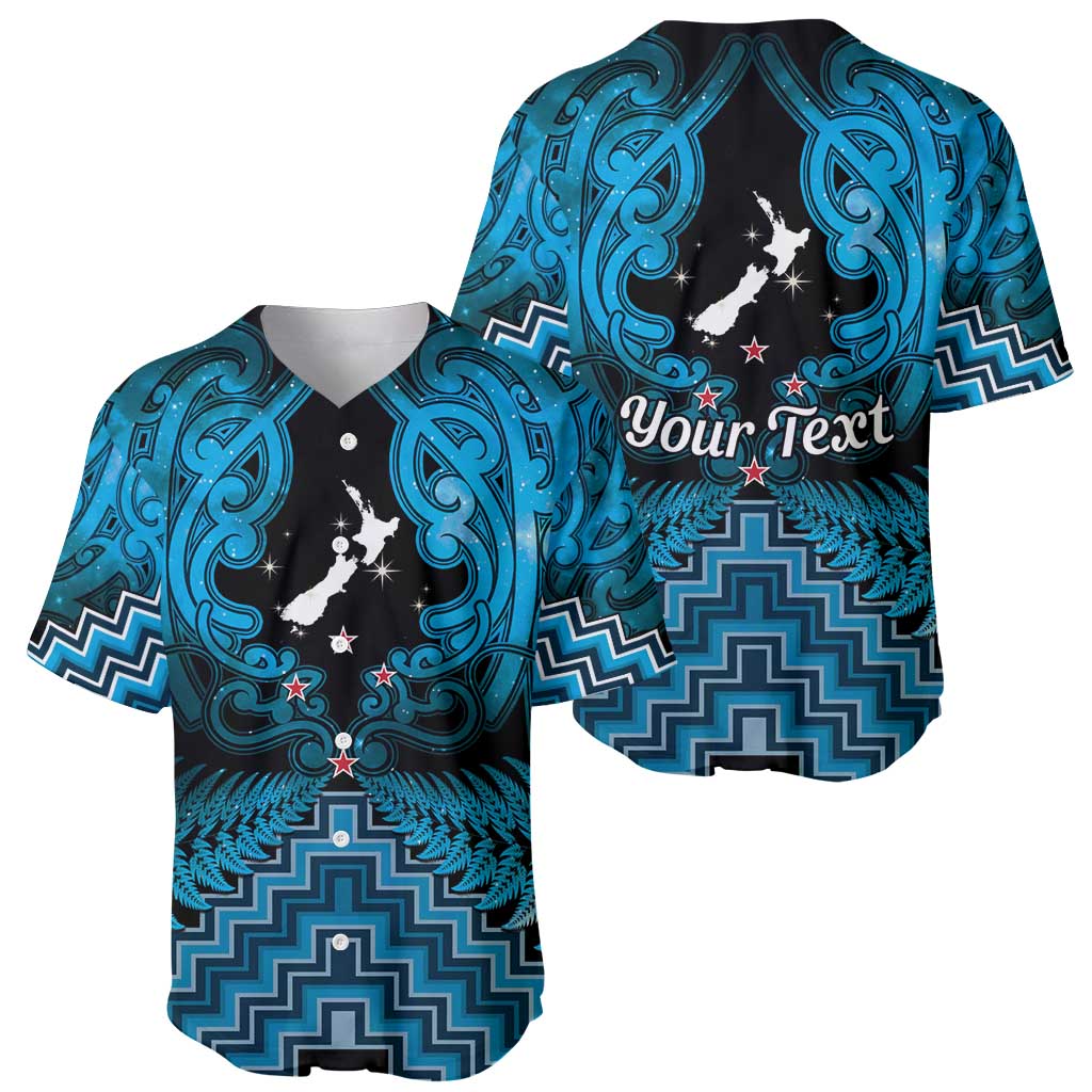 Personalised Aotearoa Matariki Baseball Jersey Turquoise Fern Maori Poutama