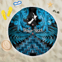Personalised Aotearoa Matariki Beach Blanket Turquoise Fern Maori Poutama LT01 One Size 150cm Turquoise - Polynesian Pride