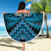 Personalised Aotearoa Matariki Beach Blanket Turquoise Fern Maori Poutama LT01 - Polynesian Pride