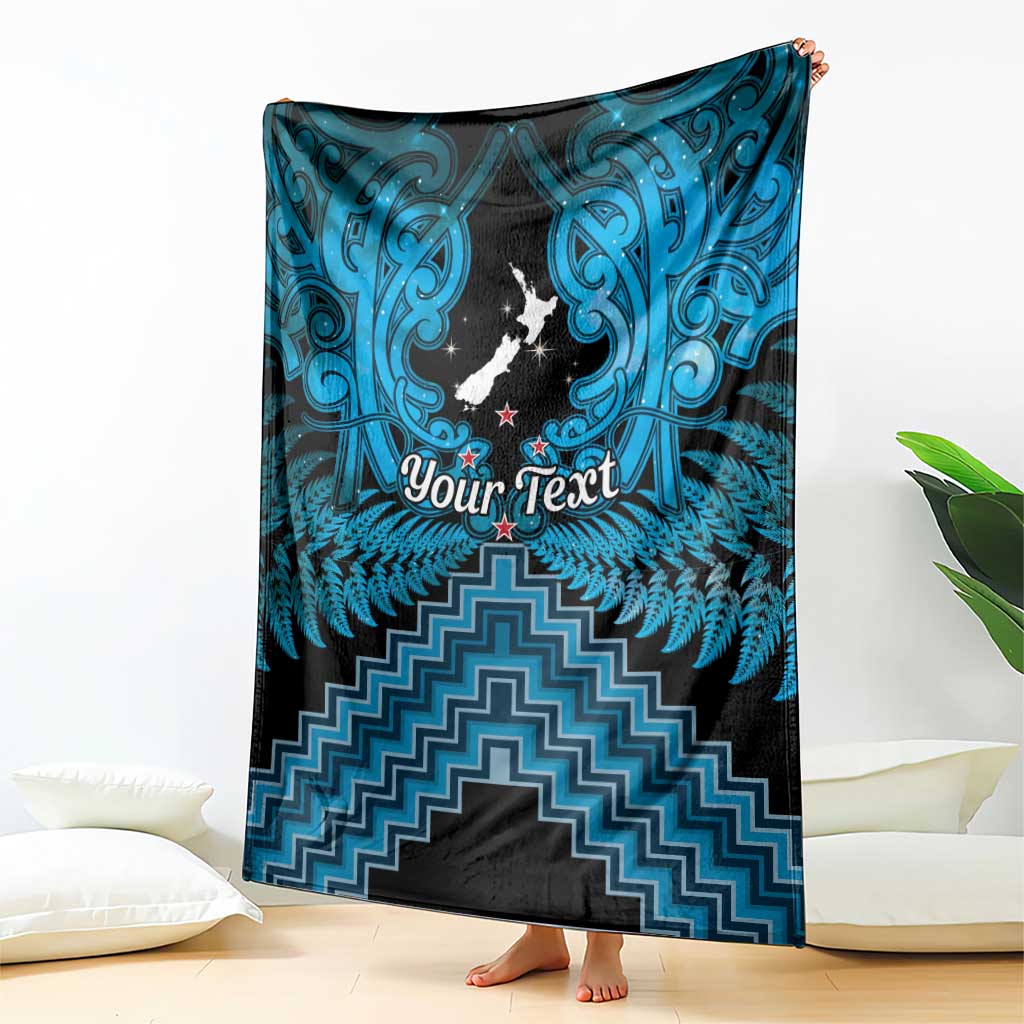 Personalised Aotearoa Matariki Blanket Turquoise Fern Maori Poutama LT01 - Polynesian Pride