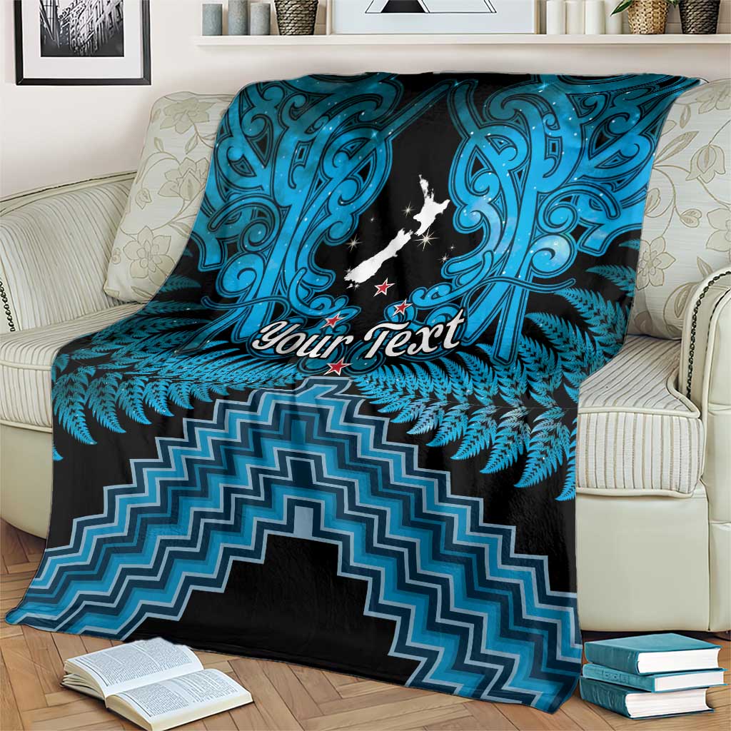 Personalised Aotearoa Matariki Blanket Turquoise Fern Maori Poutama LT01 - Polynesian Pride