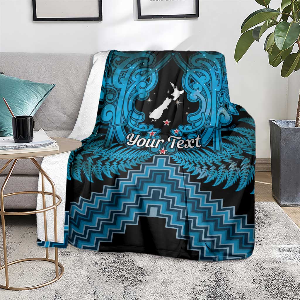 Personalised Aotearoa Matariki Blanket Turquoise Fern Maori Poutama LT01 - Polynesian Pride
