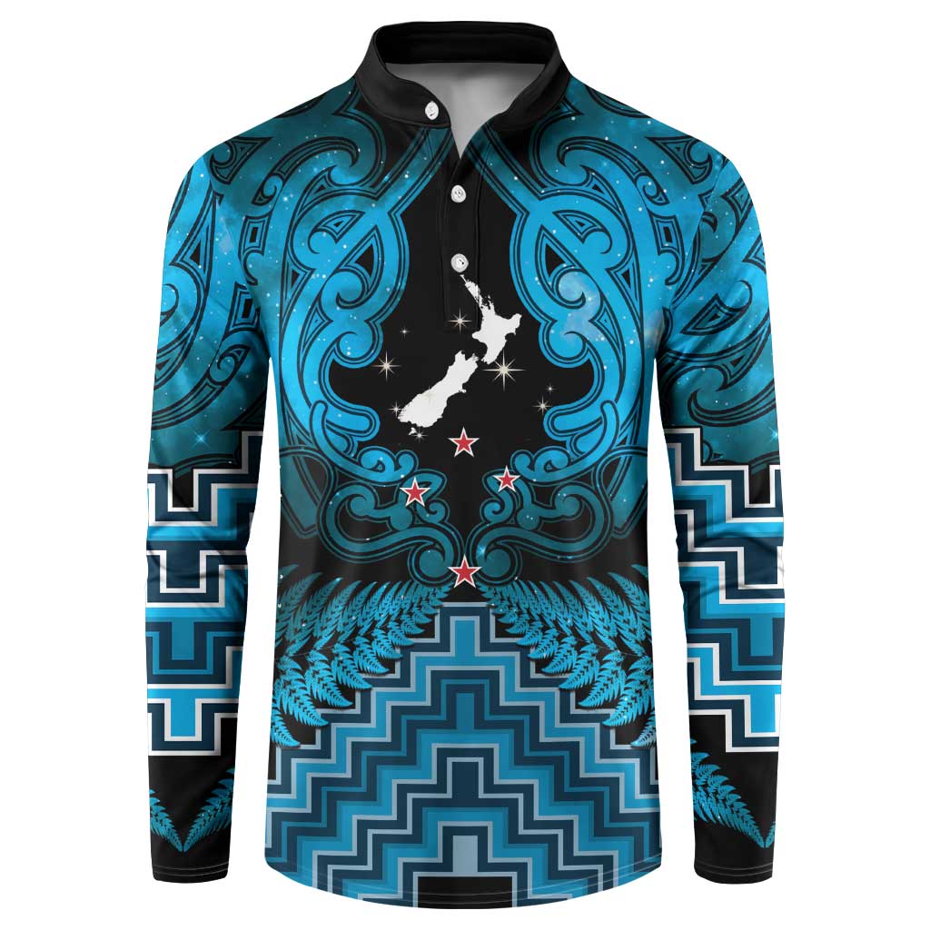 Personalised Aotearoa Matariki Button Sweatshirt Turquoise Fern Maori Poutama LT01 Turquoise - Polynesian Pride