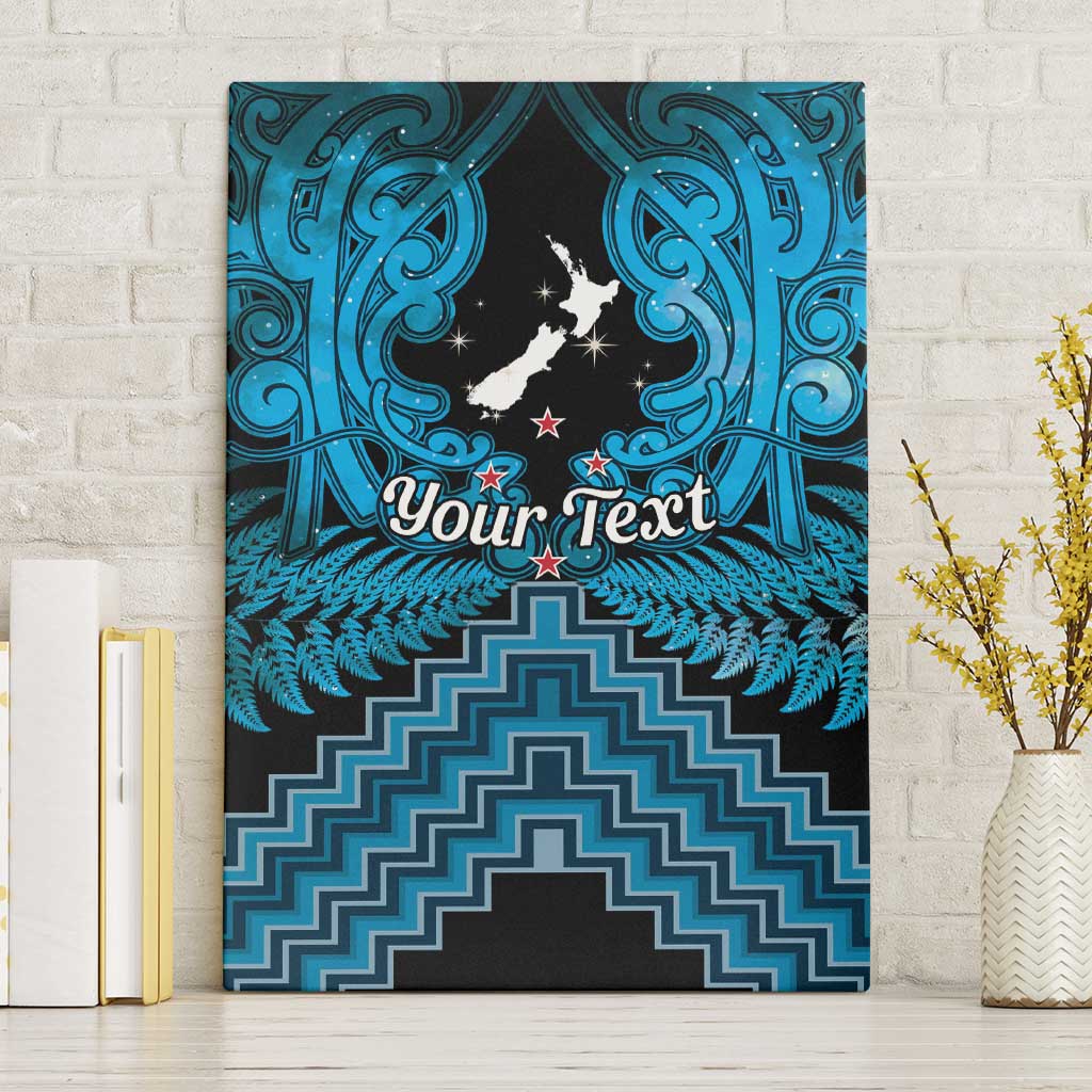 Personalised Aotearoa Matariki Canvas Wall Art Turquoise Fern Maori Poutama LT01 Without Frame Turquoise - Polynesian Pride