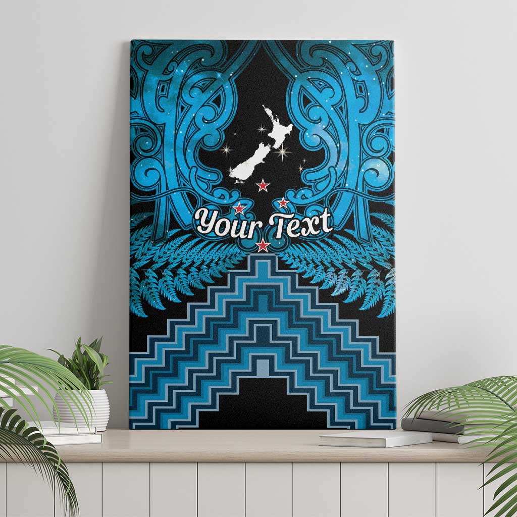 Personalised Aotearoa Matariki Canvas Wall Art Turquoise Fern Maori Poutama LT01 - Polynesian Pride