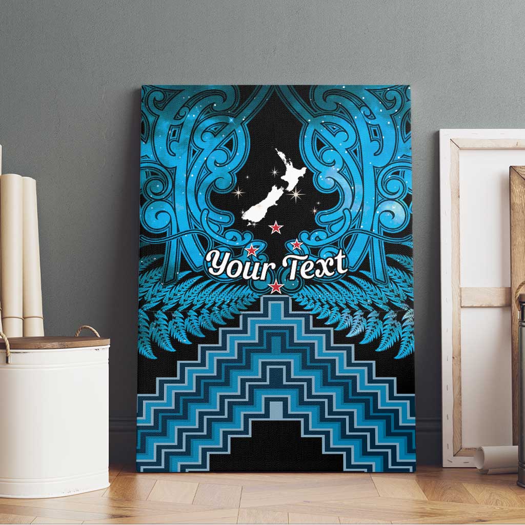 Personalised Aotearoa Matariki Canvas Wall Art Turquoise Fern Maori Poutama LT01 - Polynesian Pride