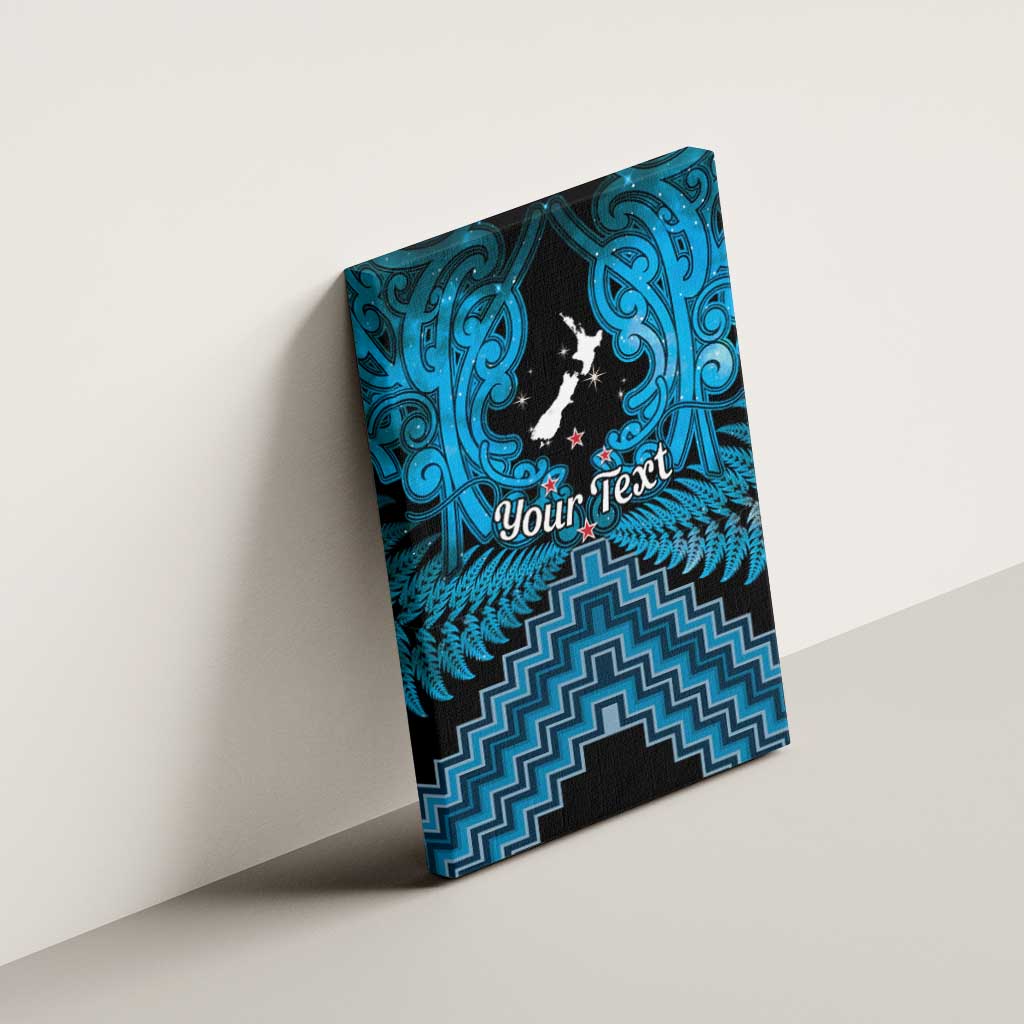 Personalised Aotearoa Matariki Canvas Wall Art Turquoise Fern Maori Poutama LT01 - Polynesian Pride