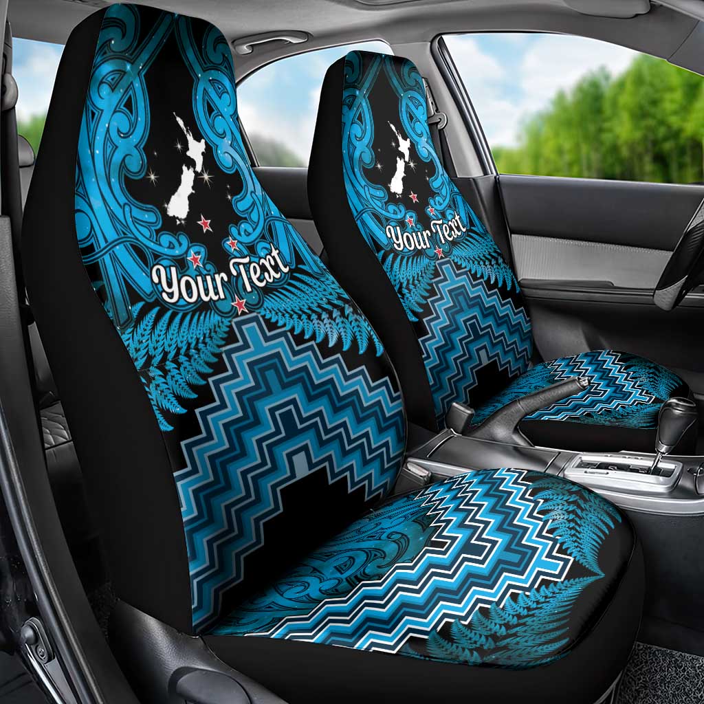 Personalised Aotearoa Matariki Car Seat Cover Turquoise Fern Maori Poutama
