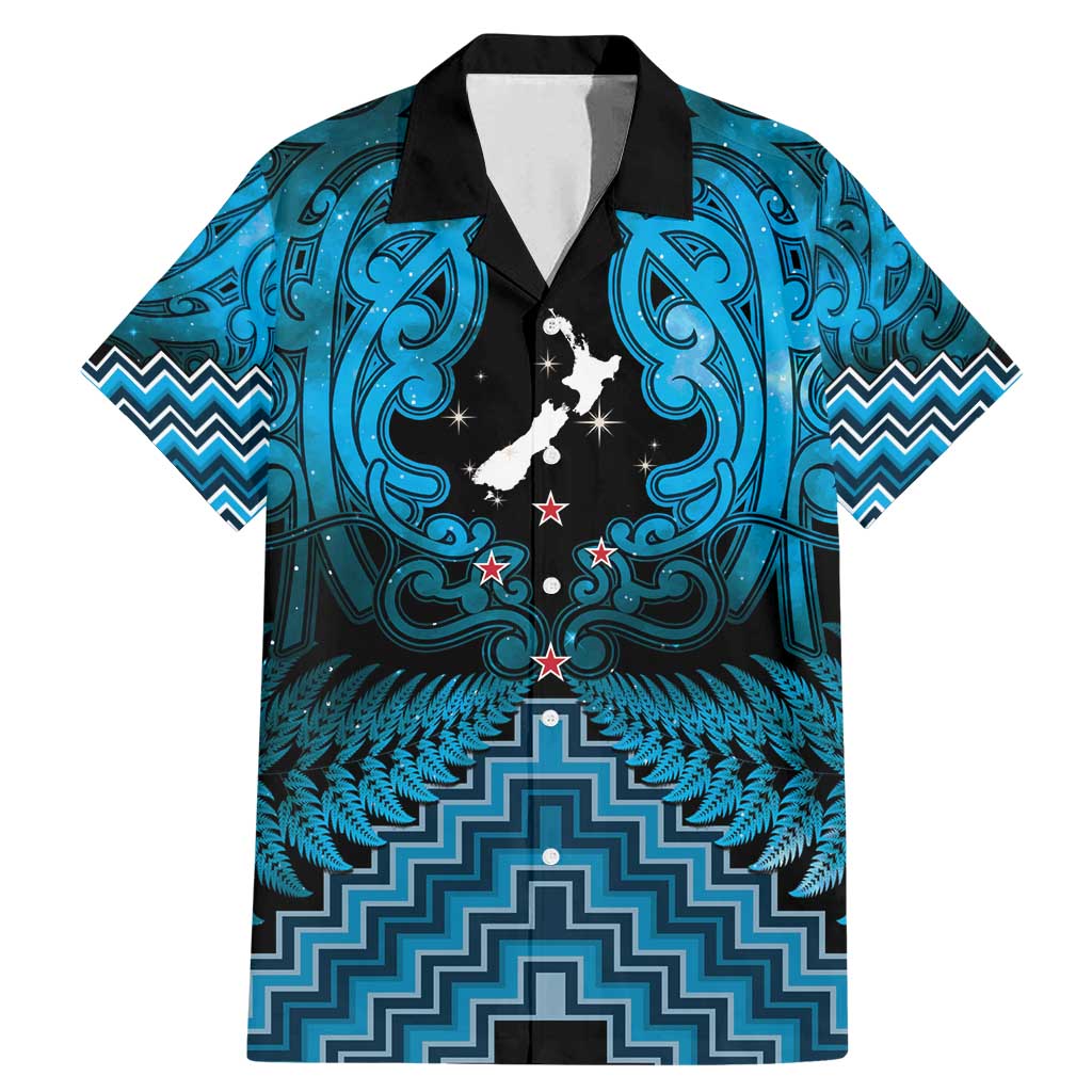 Personalised Aotearoa Matariki Family Matching Mermaid Dress and Hawaiian Shirt Turquoise Fern Maori Poutama