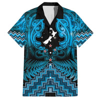 Personalised Aotearoa Matariki Family Matching Puletasi and Hawaiian Shirt Turquoise Fern Maori Poutama