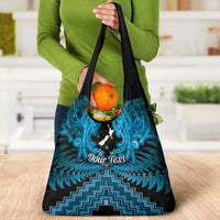 Personalised Aotearoa Matariki Grocery Bag Turquoise Fern Maori Poutama LT01 - Polynesian Pride