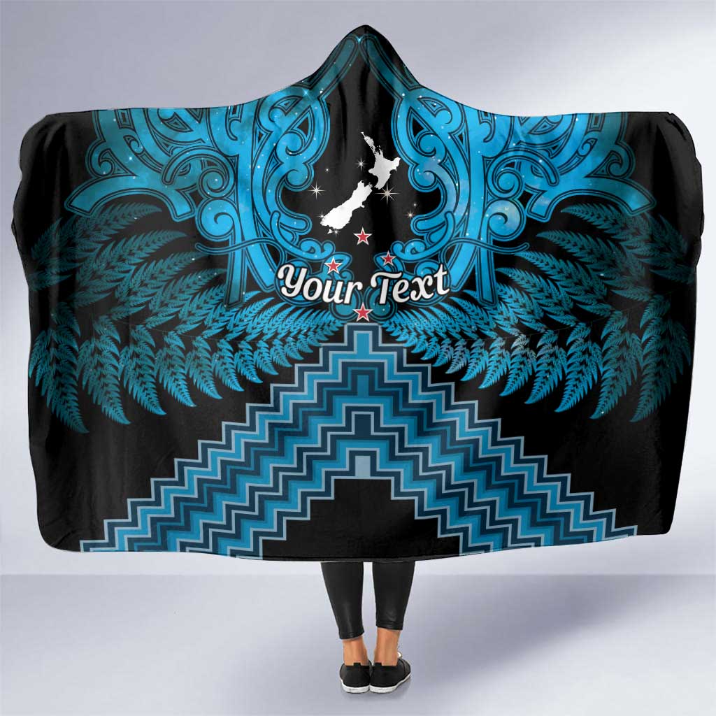 Personalised Aotearoa Matariki Hooded Blanket Turquoise Fern Maori Poutama LT01 One Size Turquoise - Polynesian Pride