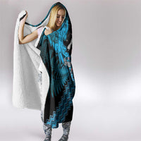 Personalised Aotearoa Matariki Hooded Blanket Turquoise Fern Maori Poutama LT01 - Polynesian Pride