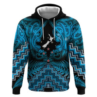 Personalised Aotearoa Matariki Hoodie Turquoise Fern Maori Poutama