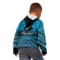Personalised Aotearoa Matariki Kid Hoodie Turquoise Fern Maori Poutama