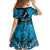 Personalised Aotearoa Matariki Kid Short Sleeve Dress Turquoise Fern Maori Poutama