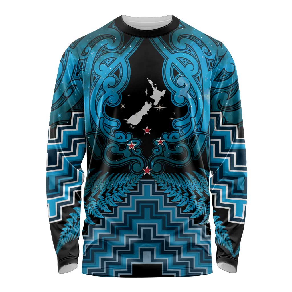 Personalised Aotearoa Matariki Long Sleeve Shirt Turquoise Fern Maori Poutama LT01 Unisex Turquoise - Polynesian Pride