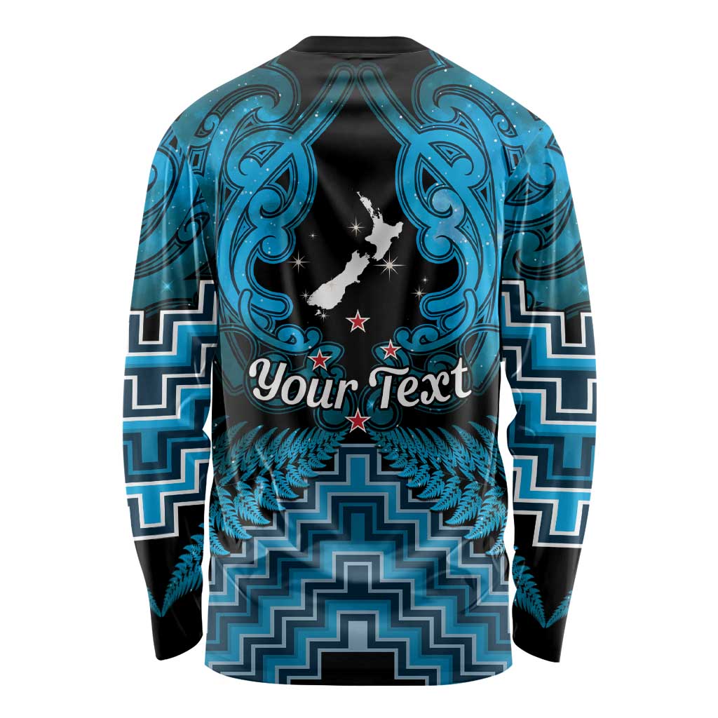 Personalised Aotearoa Matariki Long Sleeve Shirt Turquoise Fern Maori Poutama LT01 - Polynesian Pride