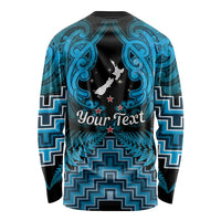 Personalised Aotearoa Matariki Long Sleeve Shirt Turquoise Fern Maori Poutama LT01 - Polynesian Pride