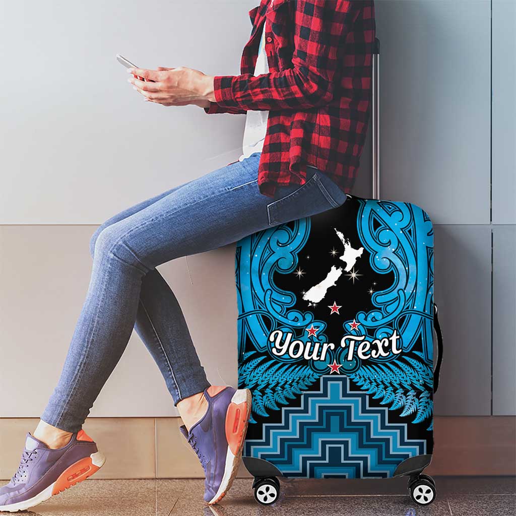 Personalised Aotearoa Matariki Luggage Cover Turquoise Fern Maori Poutama