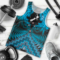 Personalised Aotearoa Matariki Men Tank Top Turquoise Fern Maori Poutama LT01 - Polynesian Pride