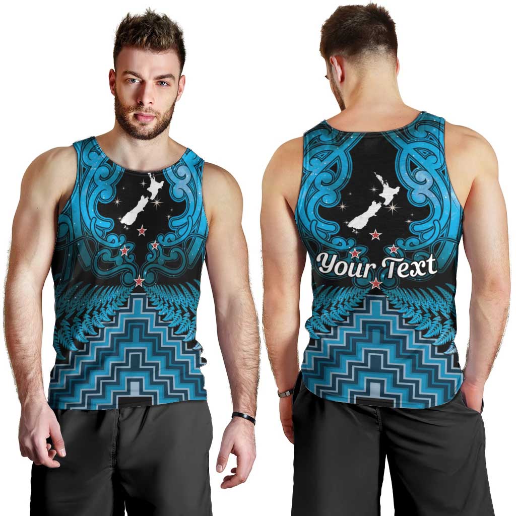 Personalised Aotearoa Matariki Men Tank Top Turquoise Fern Maori Poutama LT01 - Polynesian Pride