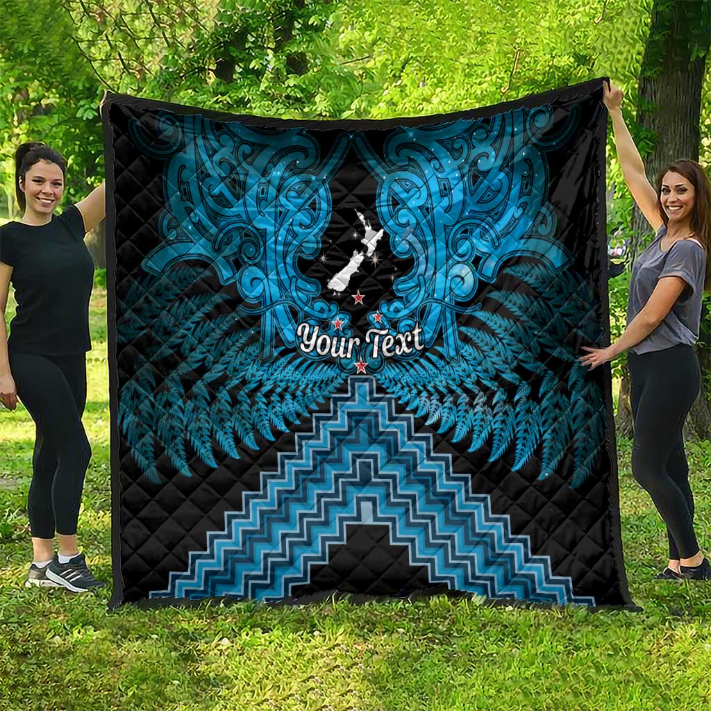 Personalised Aotearoa Matariki Quilt Turquoise Fern Maori Poutama