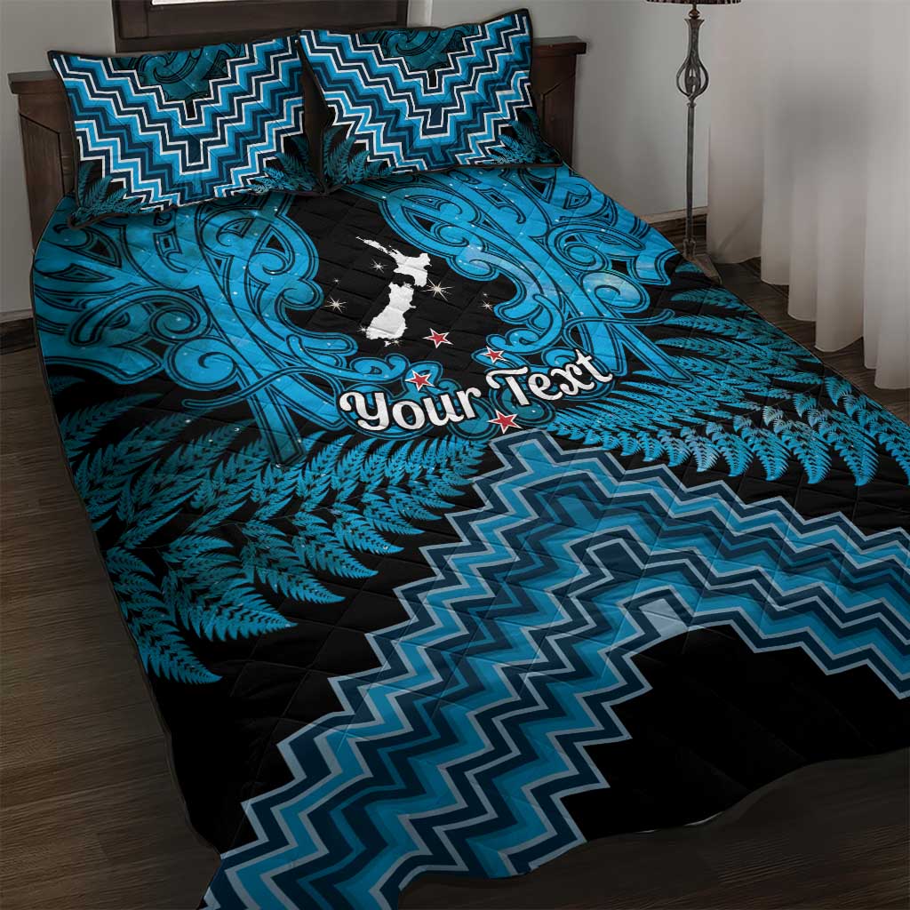 Personalised Aotearoa Matariki Quilt Bed Set Turquoise Fern Maori Poutama LT01 Turquoise - Polynesian Pride