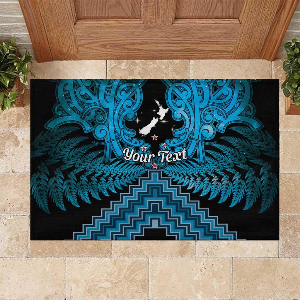 Personalised Aotearoa Matariki Rubber Doormat Turquoise Fern Maori Poutama LT01 Turquoise - Polynesian Pride