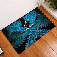 Personalised Aotearoa Matariki Rubber Doormat Turquoise Fern Maori Poutama LT01 - Polynesian Pride