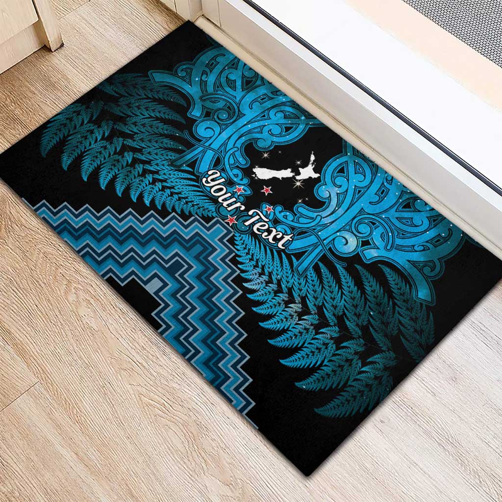 Personalised Aotearoa Matariki Rubber Doormat Turquoise Fern Maori Poutama LT01 - Polynesian Pride
