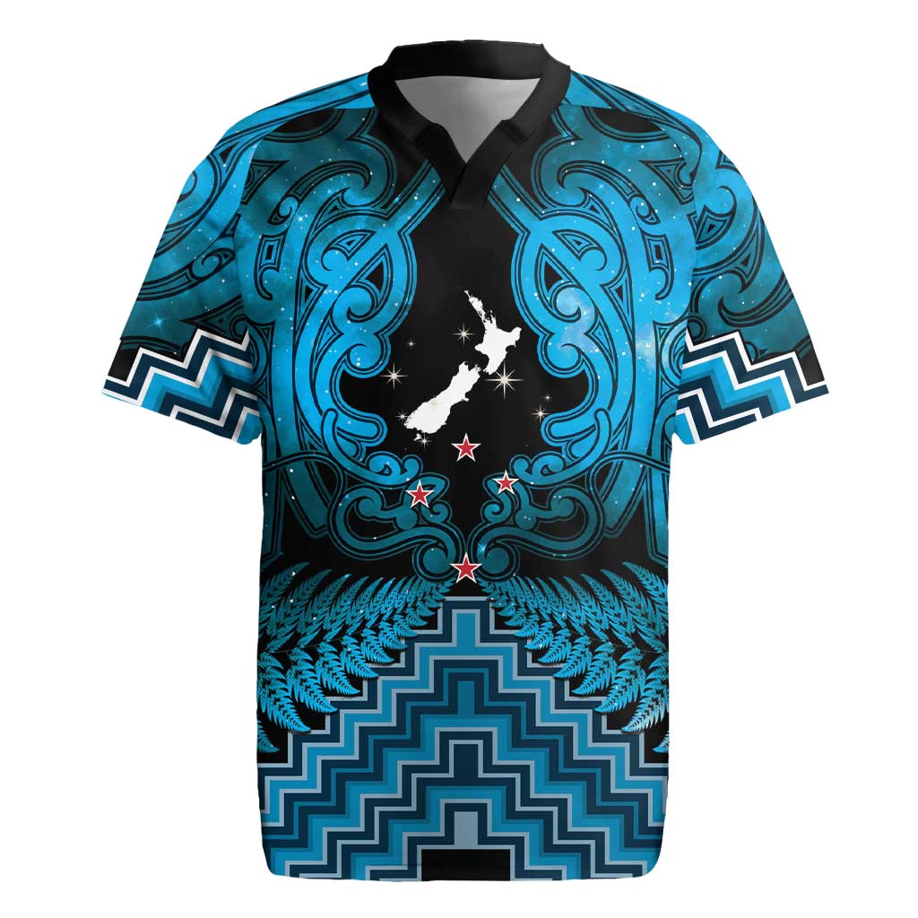 Personalised Aotearoa Matariki Rugby Jersey Turquoise Fern Maori Poutama