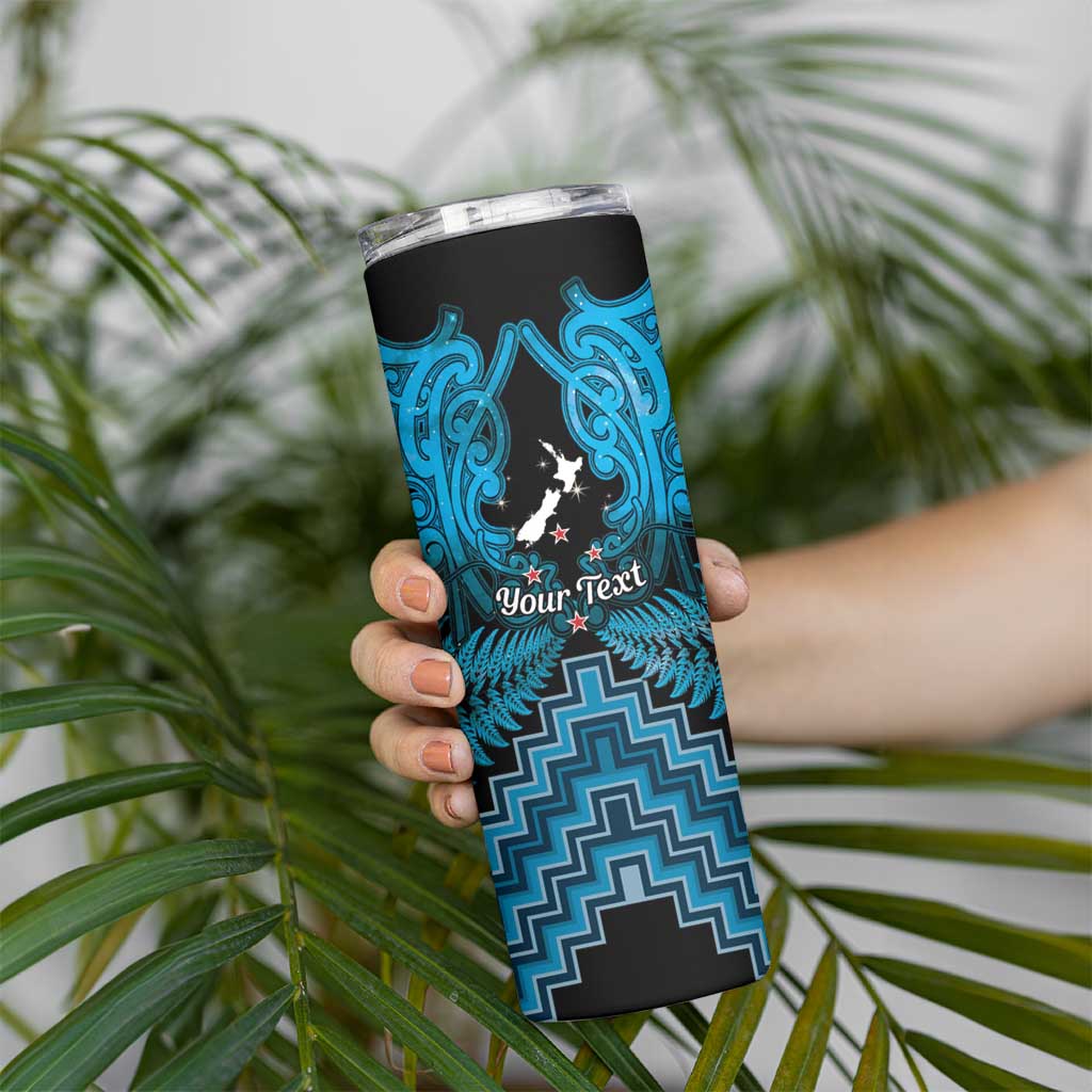 Personalised Aotearoa Matariki Skinny Tumbler Turquoise Fern Maori Poutama