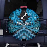 Personalised Aotearoa Matariki Spare Tire Cover Turquoise Fern Maori Poutama