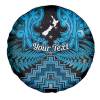 Personalised Aotearoa Matariki Spare Tire Cover Turquoise Fern Maori Poutama