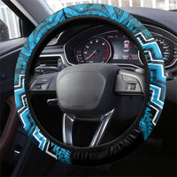 Aotearoa Matariki Steering Wheel Cover Turquoise Fern Maori Poutama LT01 - Polynesian Pride