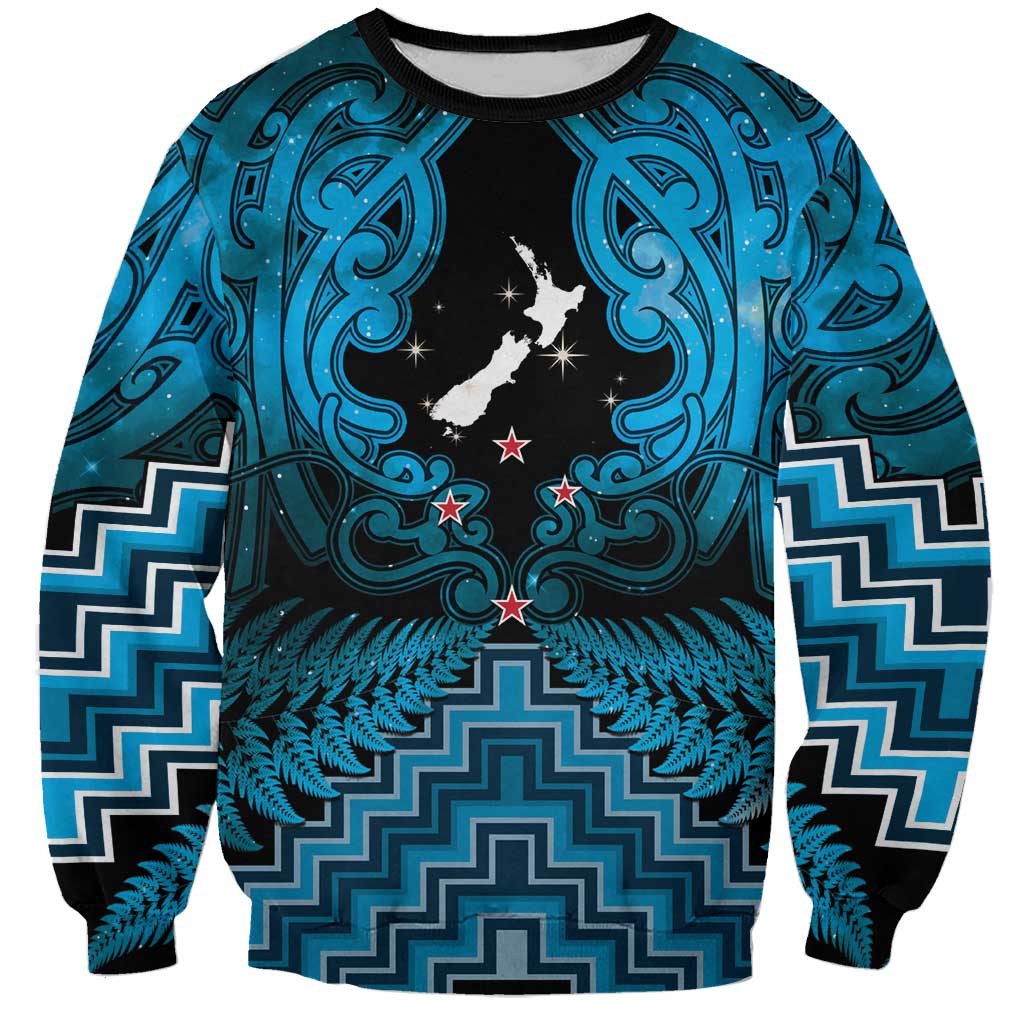 Personalised Aotearoa Matariki Sweatshirt Turquoise Fern Maori Poutama LT01 Unisex Turquoise - Polynesian Pride