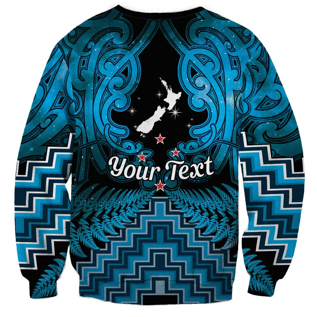 Personalised Aotearoa Matariki Sweatshirt Turquoise Fern Maori Poutama LT01 - Polynesian Pride