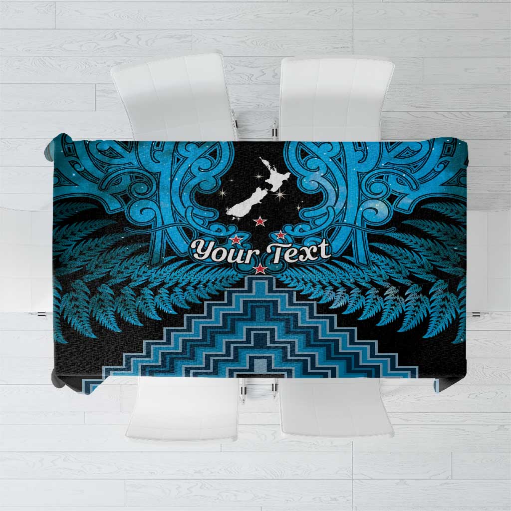 Personalised Aotearoa Matariki Tablecloth Turquoise Fern Maori Poutama LT01 Turquoise - Polynesian Pride