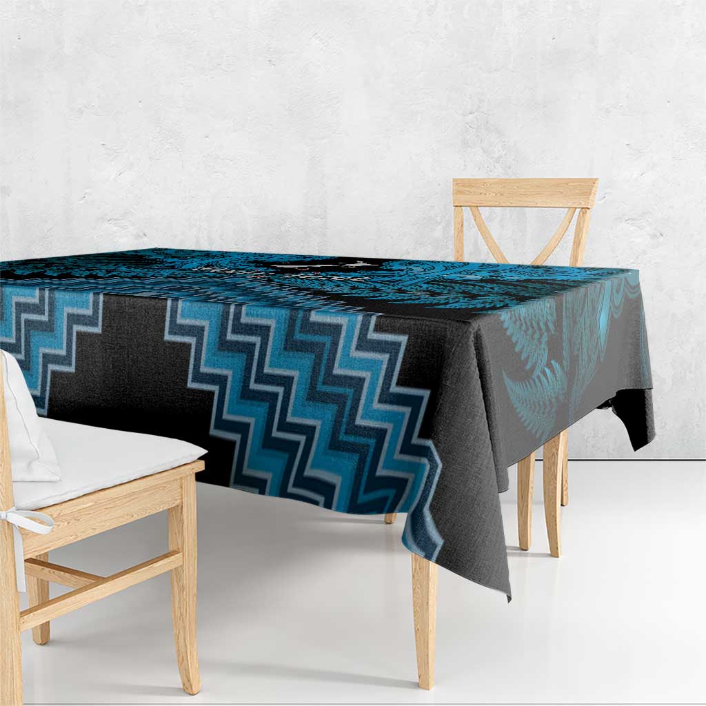 Personalised Aotearoa Matariki Tablecloth Turquoise Fern Maori Poutama LT01 - Polynesian Pride