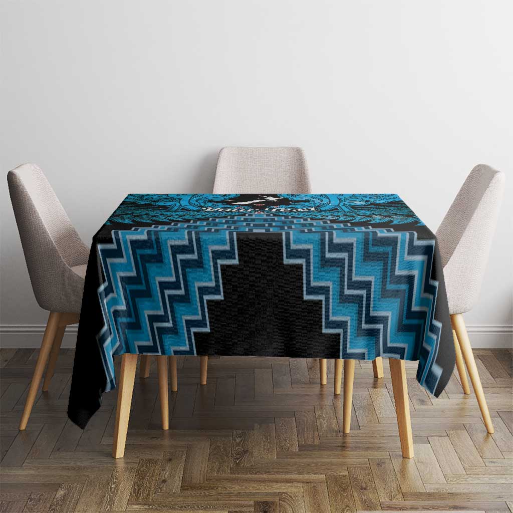 Personalised Aotearoa Matariki Tablecloth Turquoise Fern Maori Poutama LT01 - Polynesian Pride