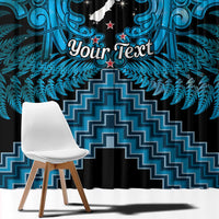 Personalised Aotearoa Matariki Window Curtain Turquoise Fern Maori Poutama LT01 - Polynesian Pride