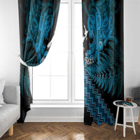 Personalised Aotearoa Matariki Window Curtain Turquoise Fern Maori Poutama LT01 - Polynesian Pride