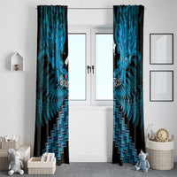 Personalised Aotearoa Matariki Window Curtain Turquoise Fern Maori Poutama LT01 - Polynesian Pride