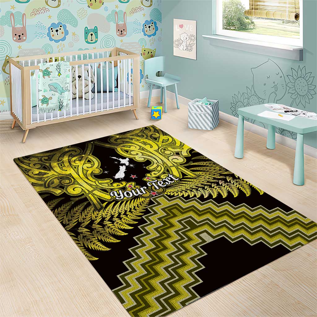 Personalised Aotearoa Matariki Area Rug Yellow Fern Maori Poutama