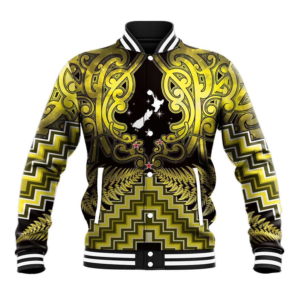 Personalised Aotearoa Matariki Baseball Jacket Yellow Fern Maori Poutama LT01 Unisex Yellow - Polynesian Pride